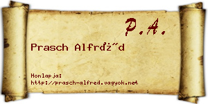 Prasch Alfréd névjegykártya